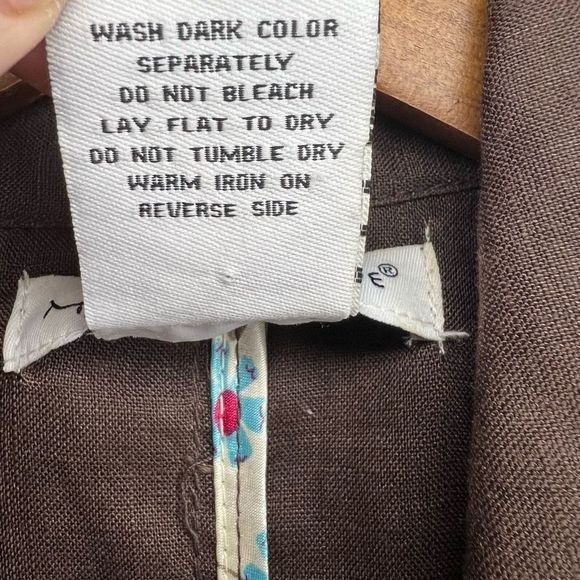 Mandarin Blue Linen Double-Breasted Tab Shoulder Collared‎ Neckline Coat Medium - Picture 6 of 12